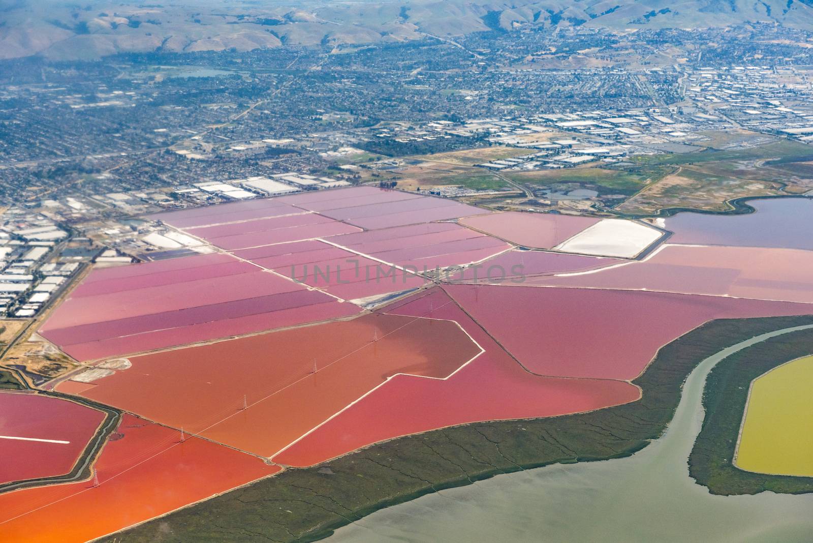 Aerial view of salt ponds near San Francisco in California by fyletto