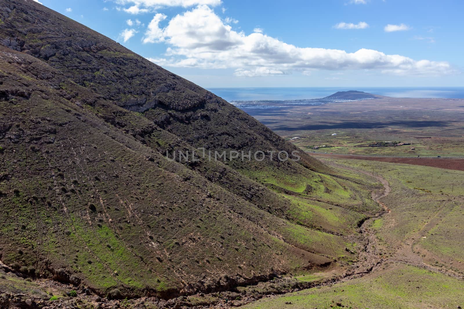 Panoramic view at landscape in the south of canary island Lanzar by reinerc