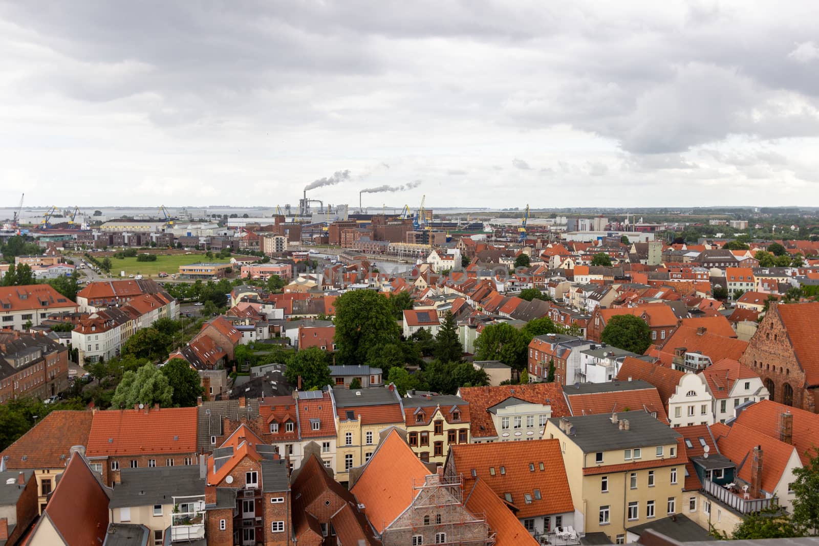 High angle view at the Hanseatic city Wismar by reinerc