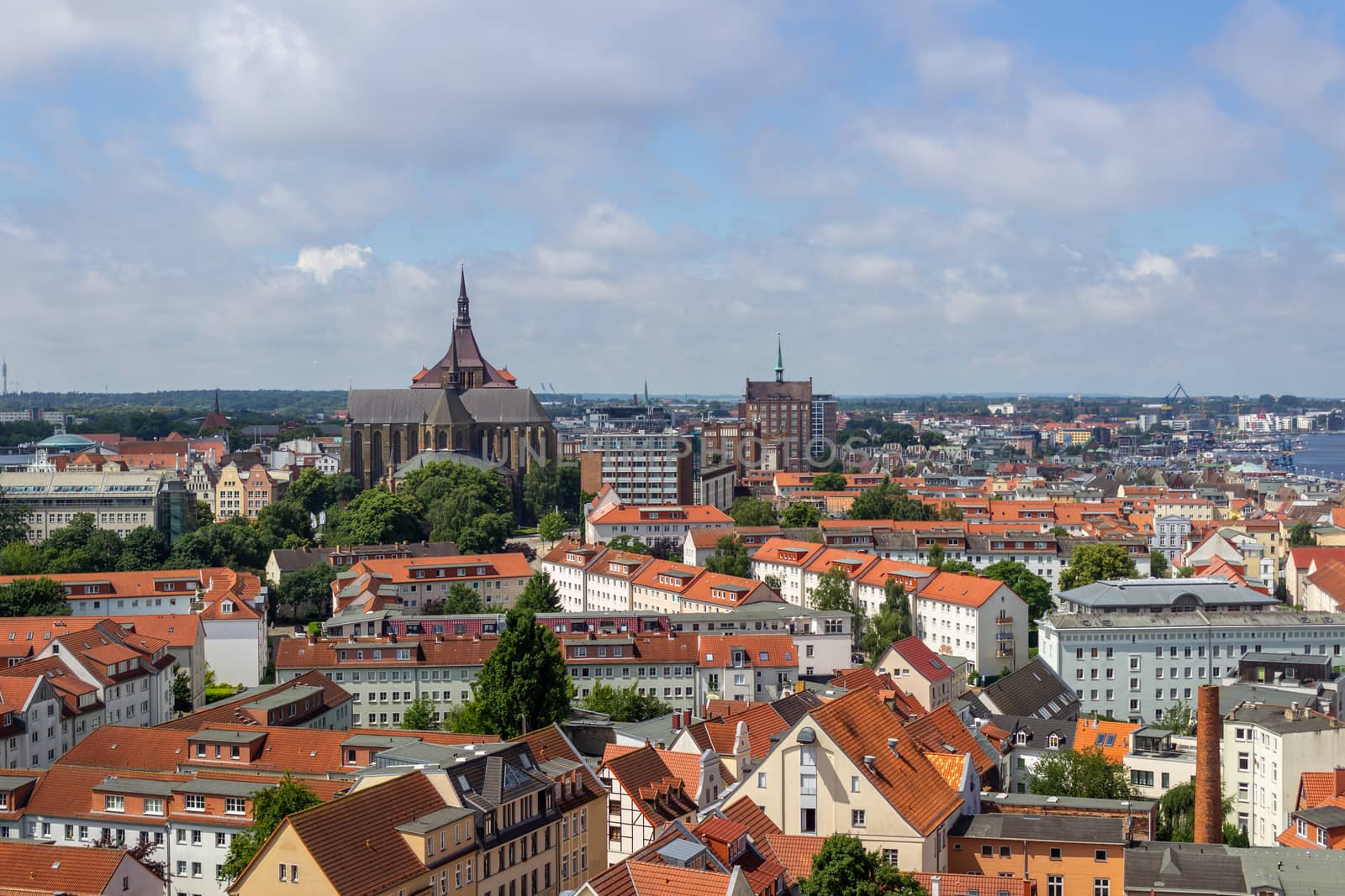High angle view at the Hanseatic city Rostock by reinerc
