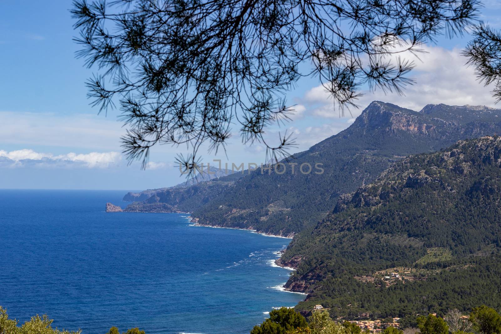 Scenic view at the coastline in the north of  Mallorca between Valldemossa and Bayalbufar