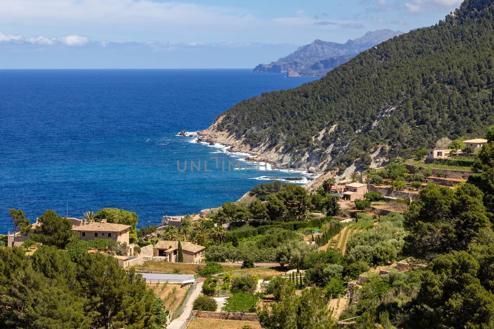 Scenic view on the coast of northern Mallorca between Bayalbufar and Andratx