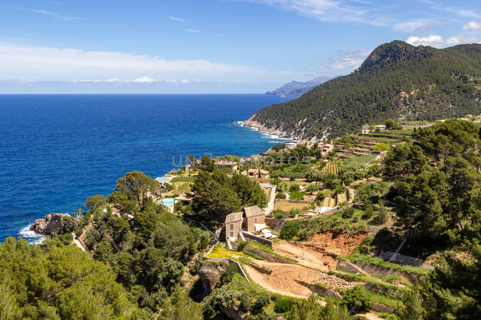 Scenic view on the coast of northern Mallorca between Bayalbufar and Andratx