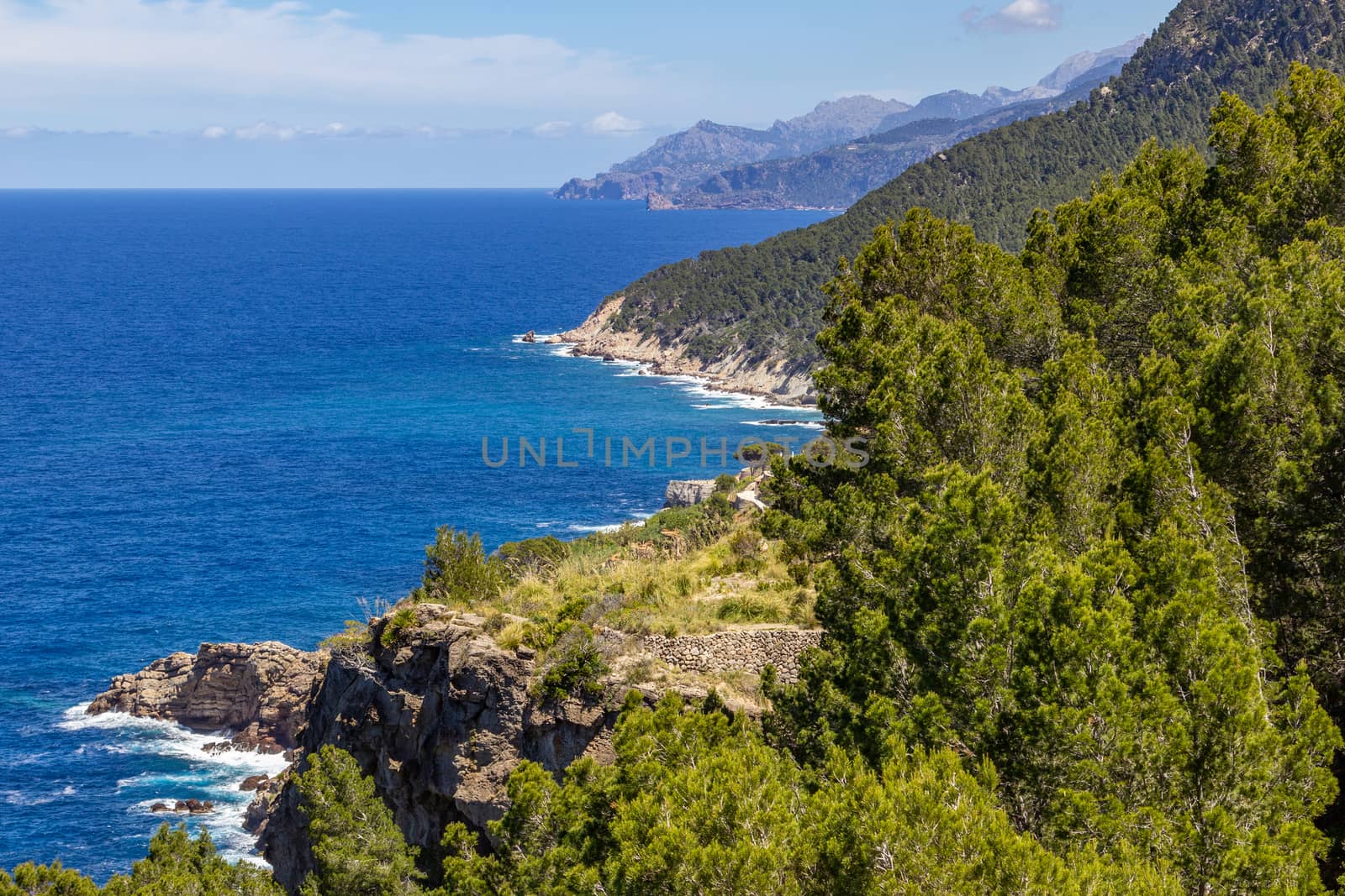 Scenic view on the coast of northern Mallorca between Bayalbufar and Andratx