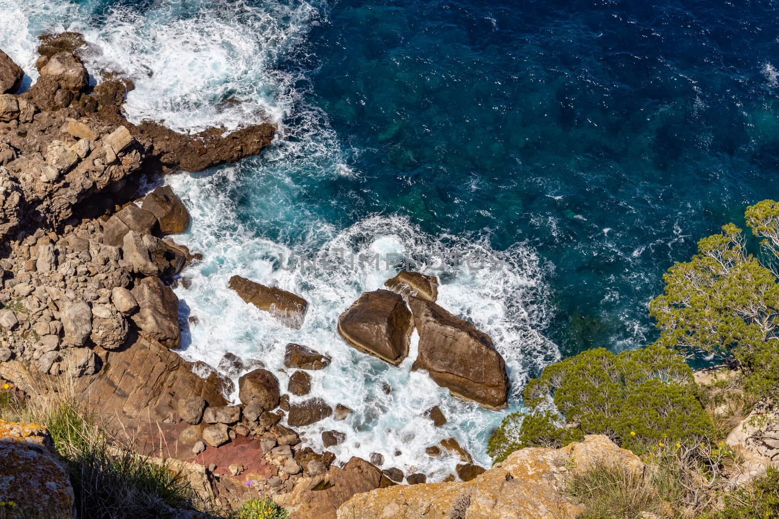 Scenic view on the coast of northern Mallorca between Bayalbufar and Andratx