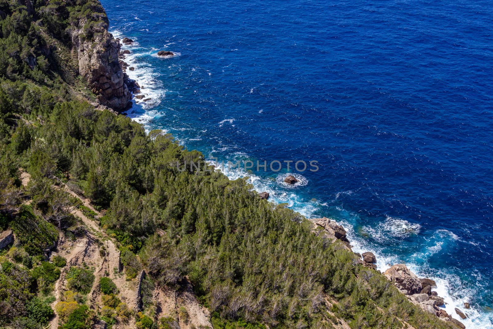 Scenic view on the coast of northern Mallorca between Bayalbufar and Andratx