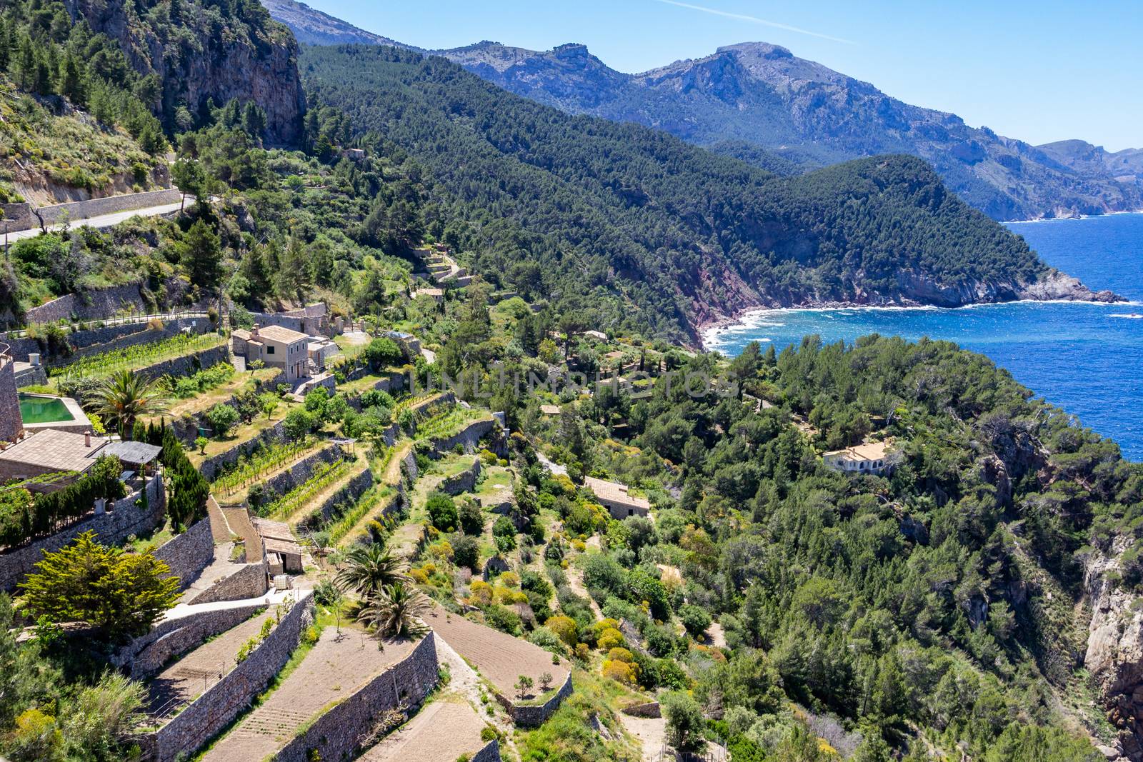 Scenic view on the coast of northern Mallorca between Bayalbufar and Andratx