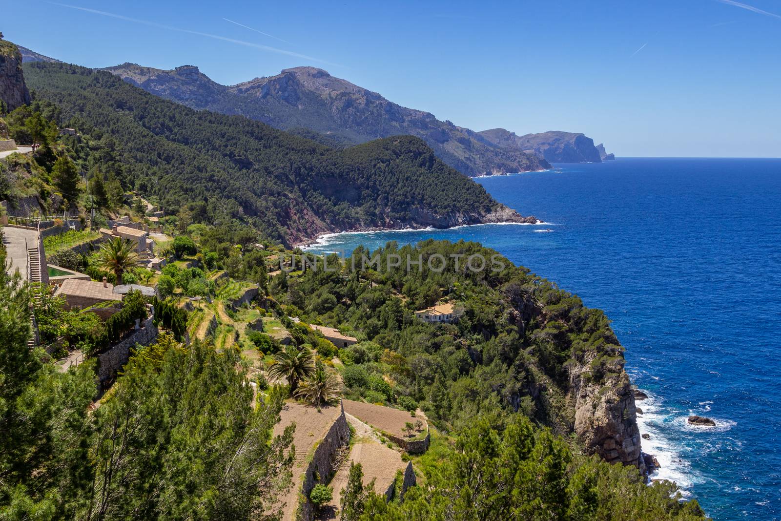 Scenic view on the coast of northern Mallorca between Bayalbufar and Andratx