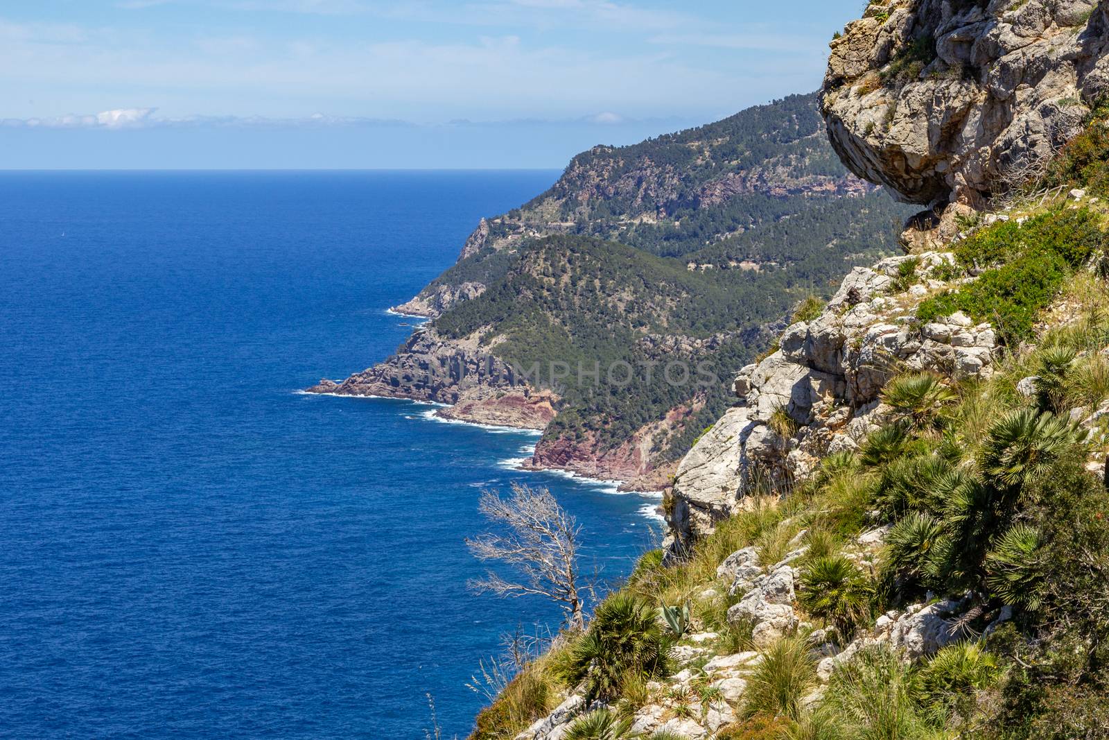 Scenic view on the coast of northern Mallorca between Bayalbufar and Andratx