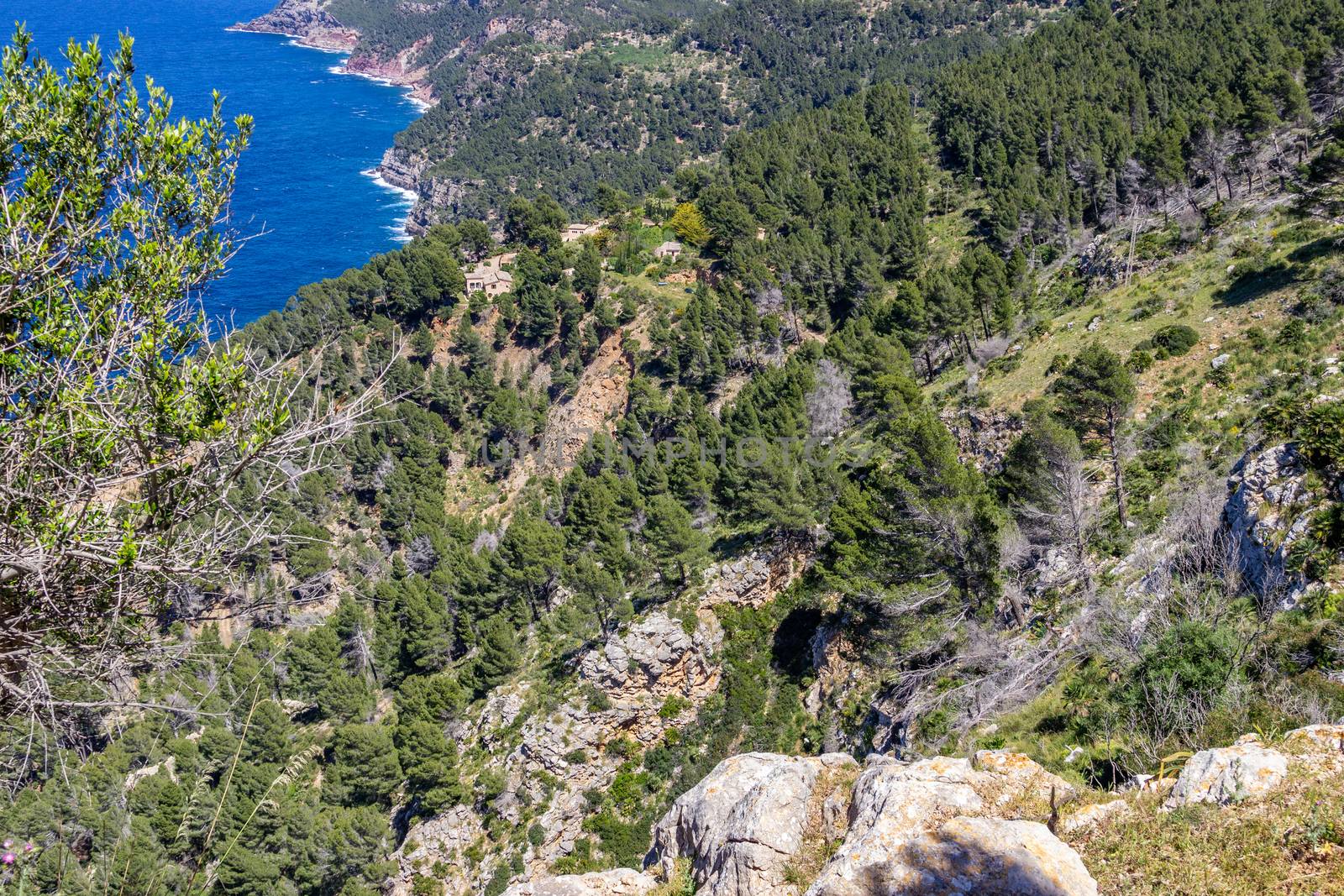 Scenic view on the coast of northern Mallorca between Bayalbufar and Andratx