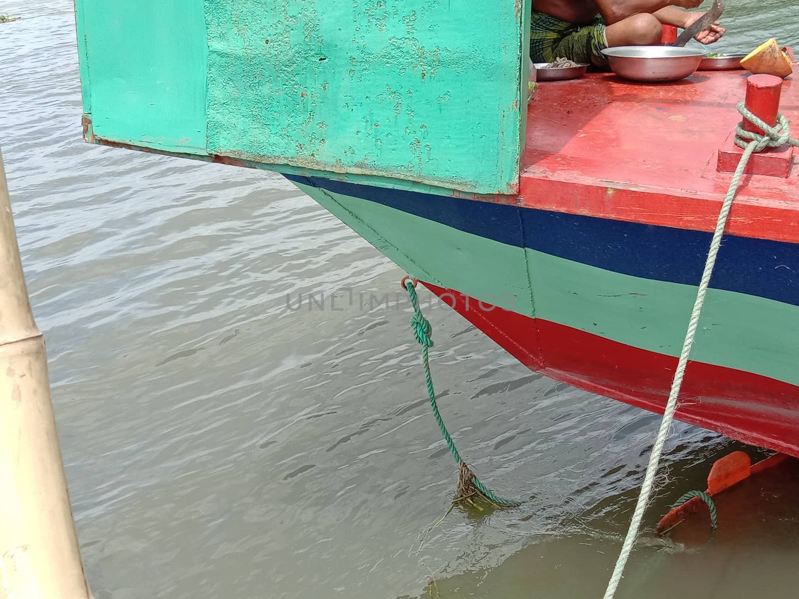 colorful boat on river for travel and fishing