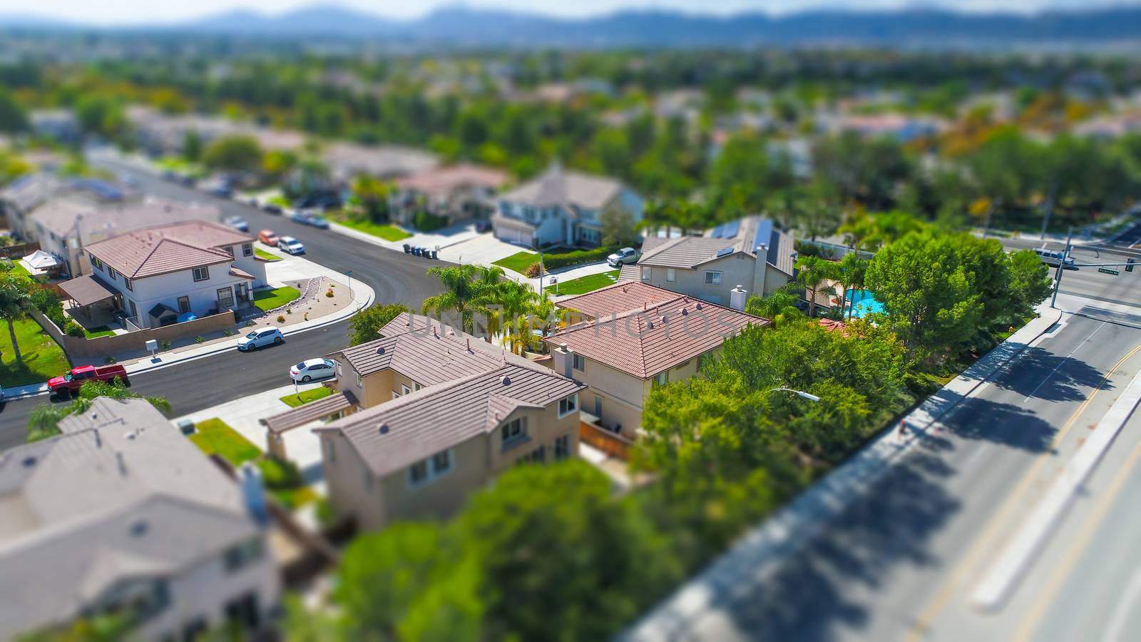 Aerial View of Populated Neigborhood Of Houses With Tilt-Shift B by Feverpitched