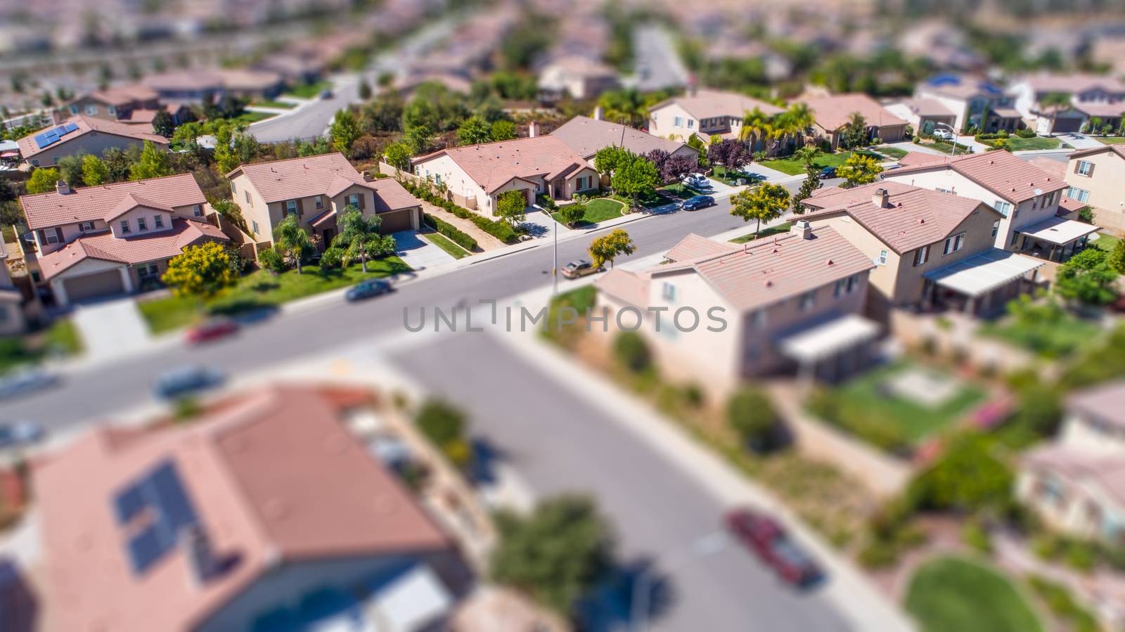 Aerial View of Populated Neigborhood Of Houses With Tilt-Shift B by Feverpitched