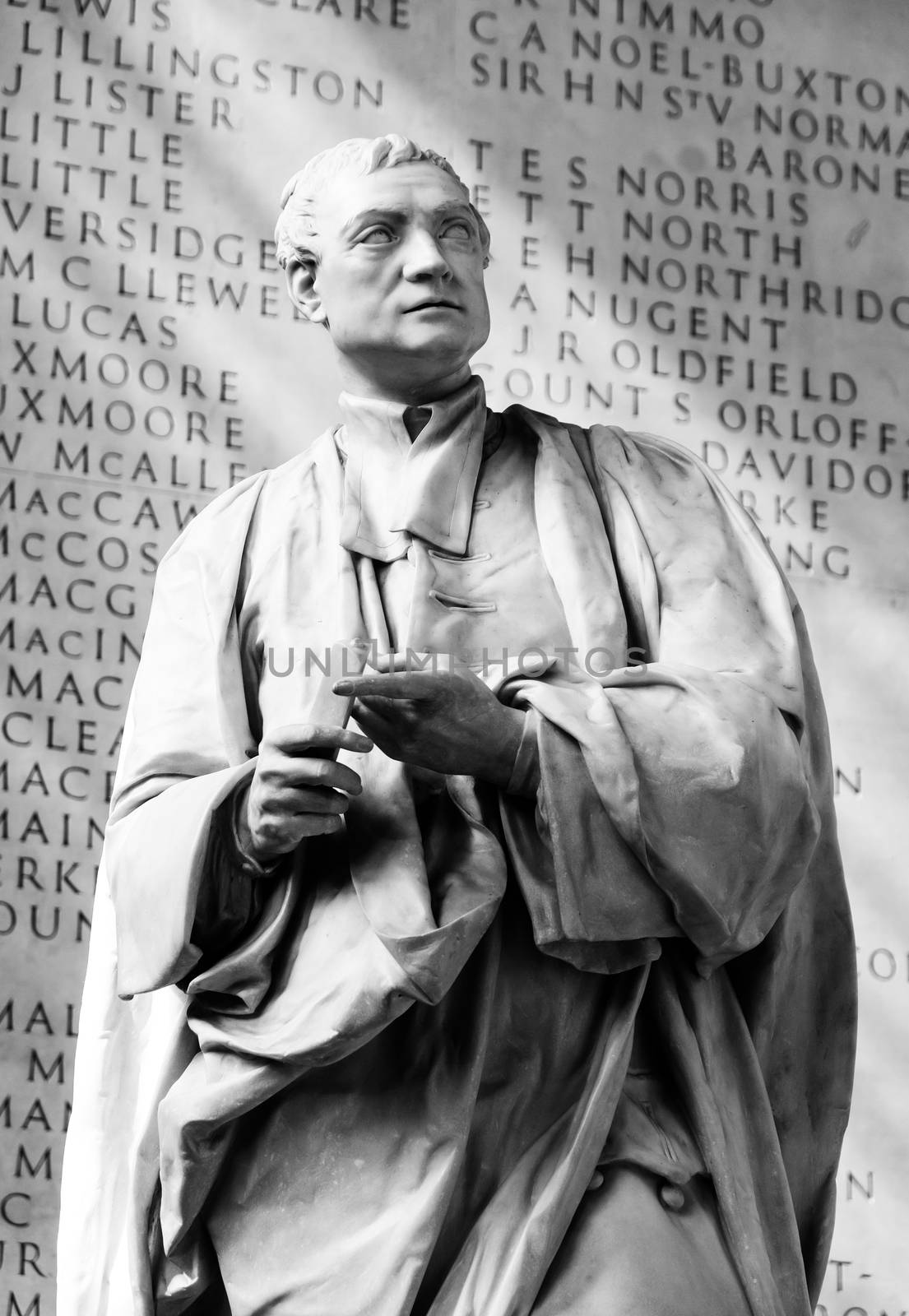 Isaac Newton statue in the Trinity College chapel where he studied