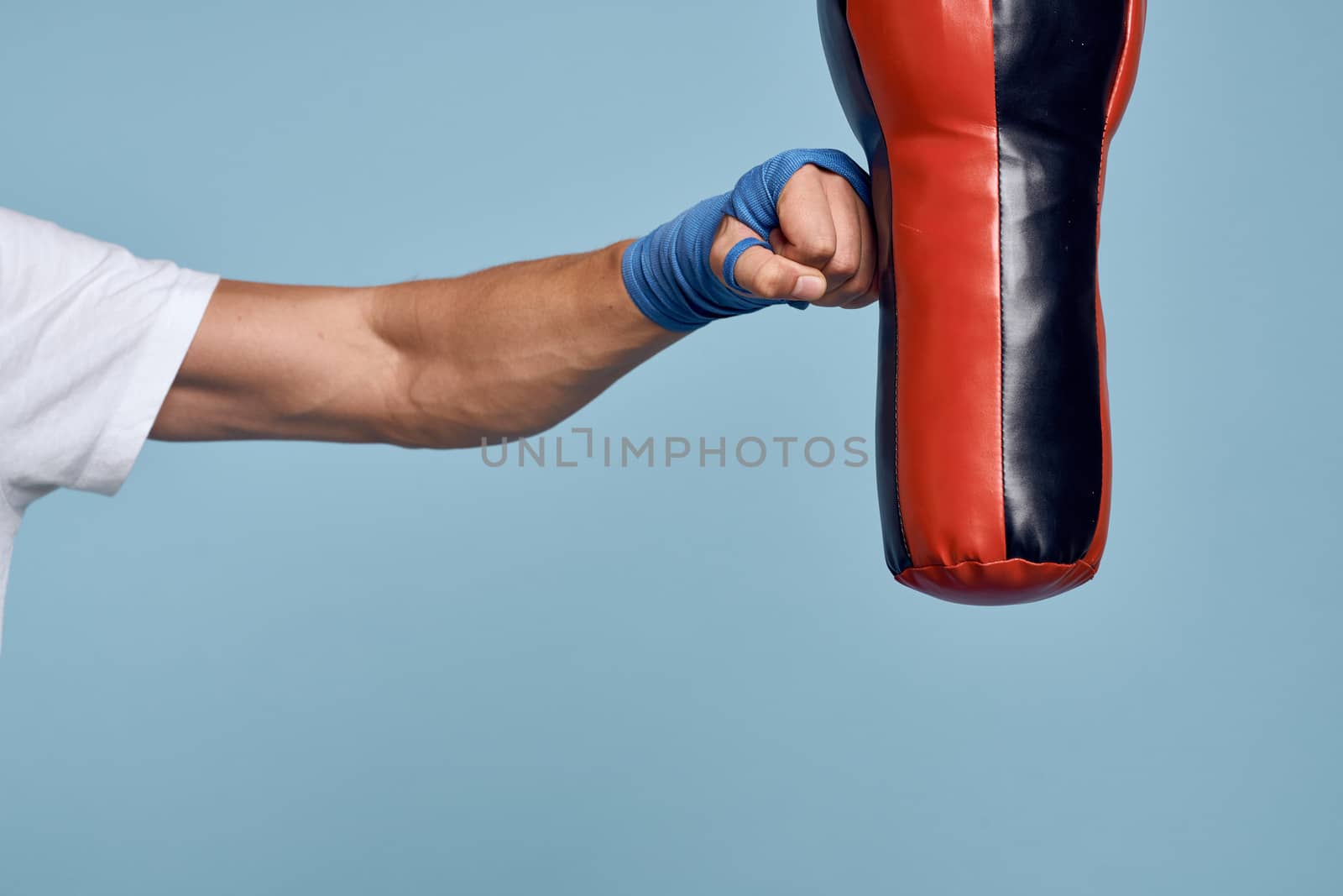 Punching bag punch training boxing exercise bandages. High quality photo