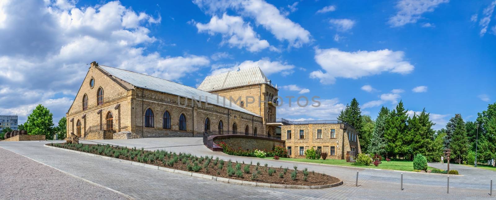 Vesele, Ukraine 07.24.2020. Prince Trubetskoy winery castle in  Kherson region, Ukraine, on a sunny summer day