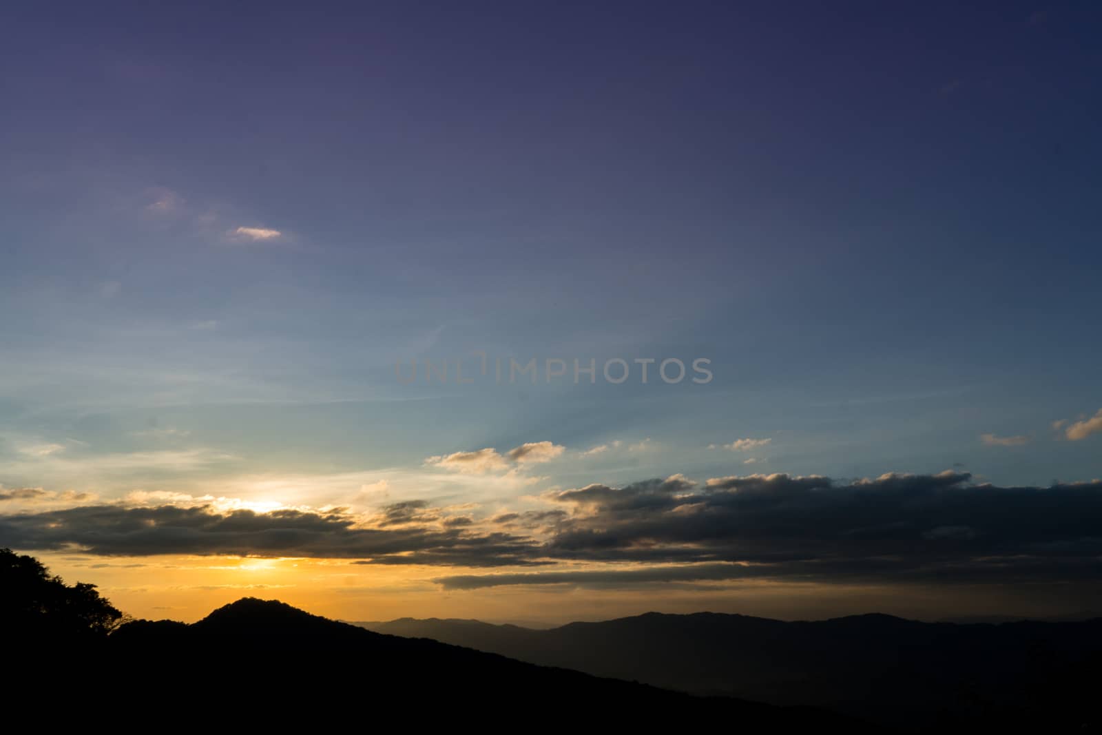 Mountain and sky at sunset