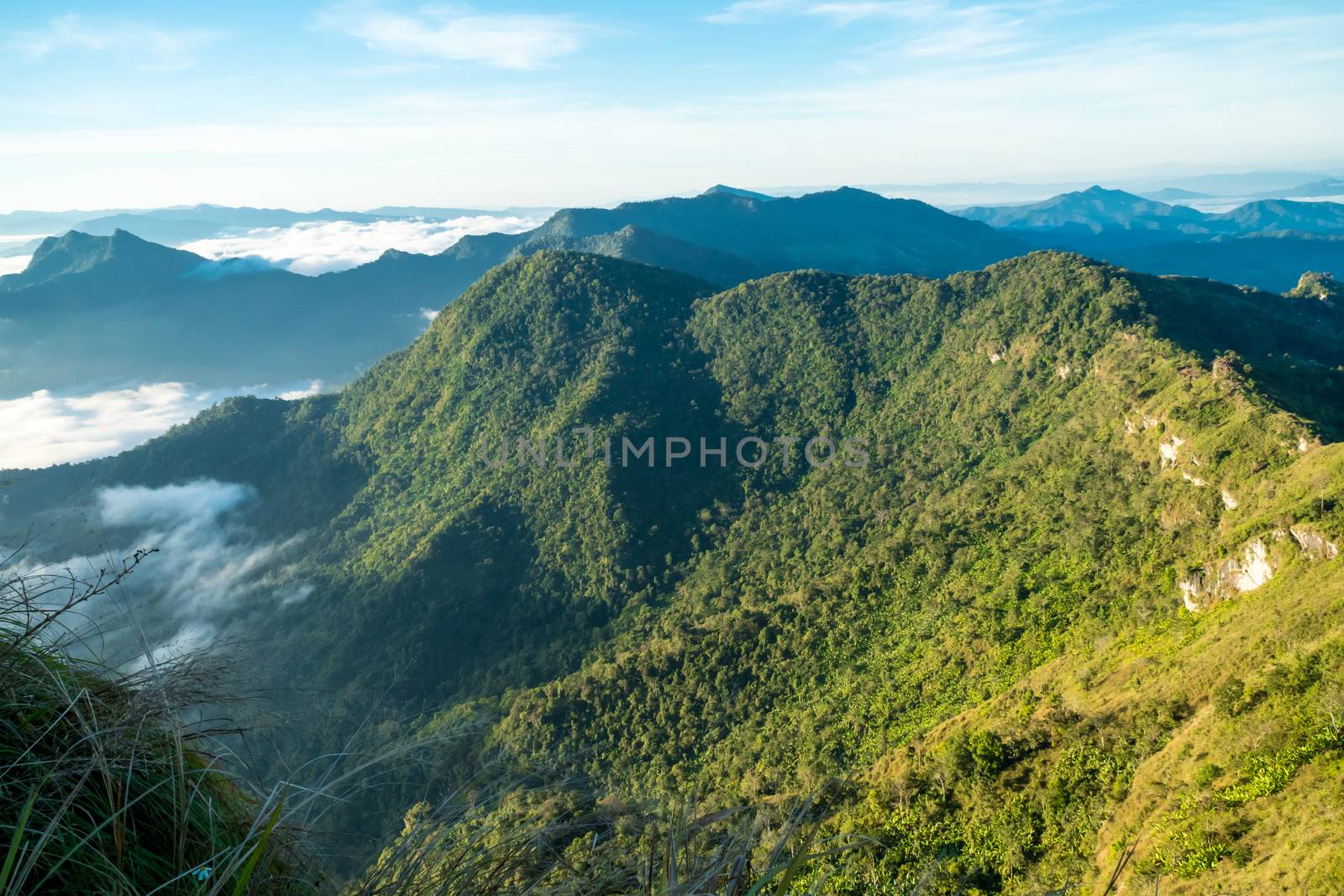 sunrise and sea of fog view on phu chi fa mountain by somesense