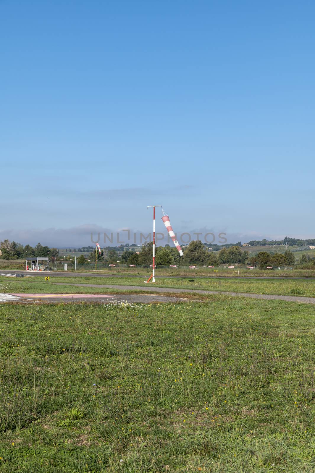 wind indicator for airport near pist on a sunny day