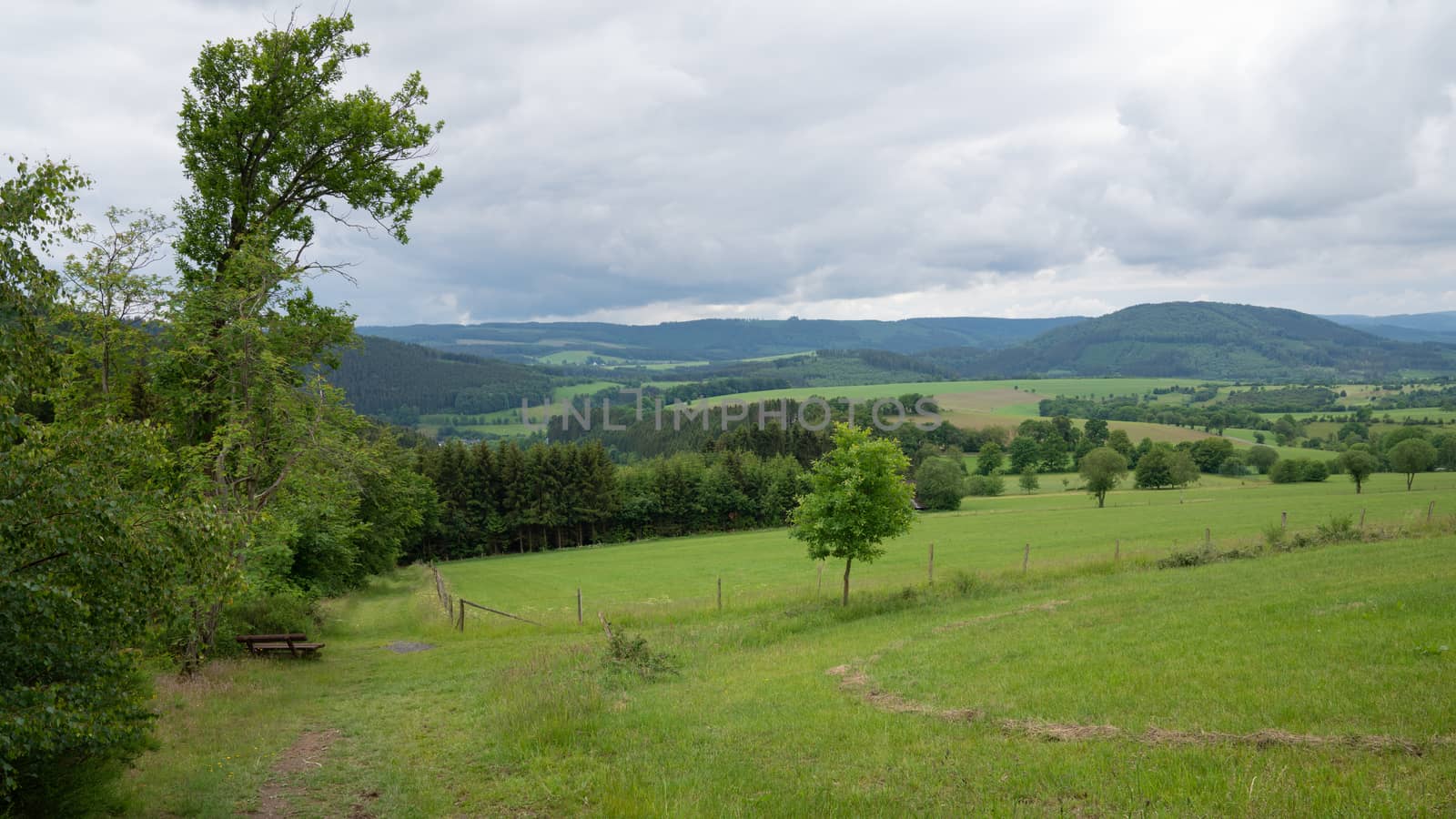 Panoramic image of the landscape close to Winterberg, Sauerland region, Germany
