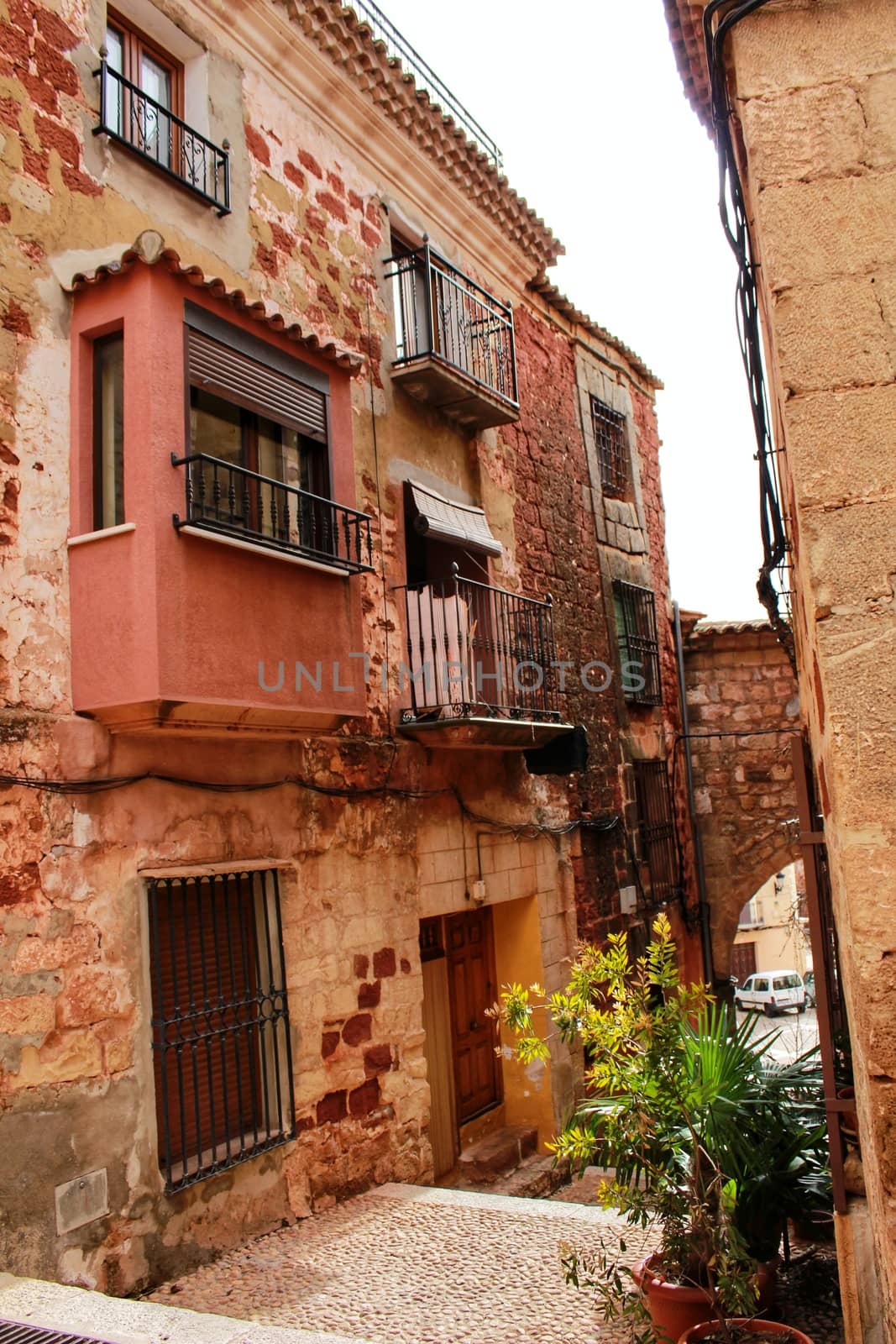 Narrow streets with Renaissance style houses in Alcaraz, Spain by soniabonet