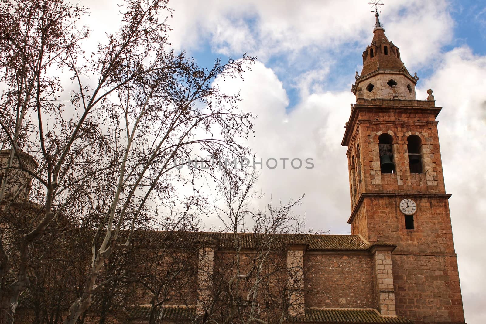 San Juan Bautista church in Casas Ibanez village in Castilla La Mancha, Spain. Baroque style construction.