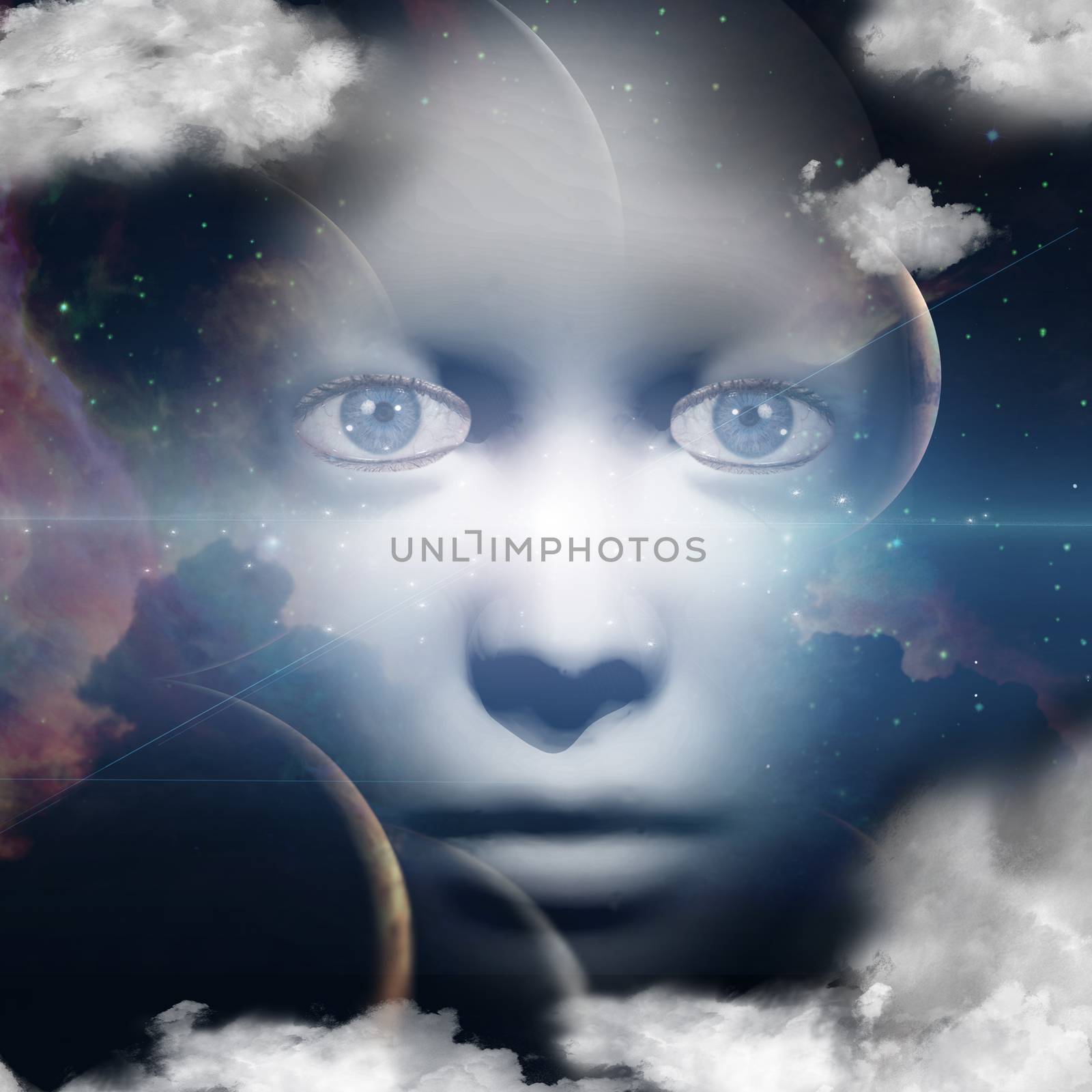 Woman face in space by applesstock