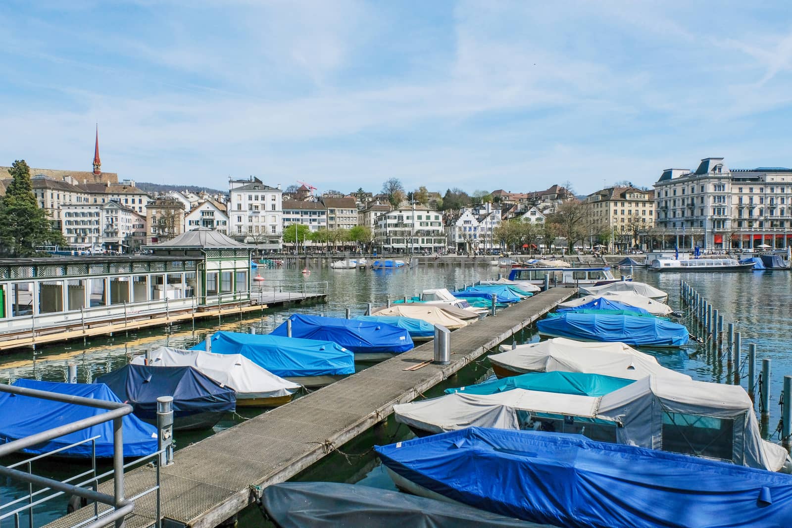   Luxury Marina Boats In Zurich, Switzerland by Surasak