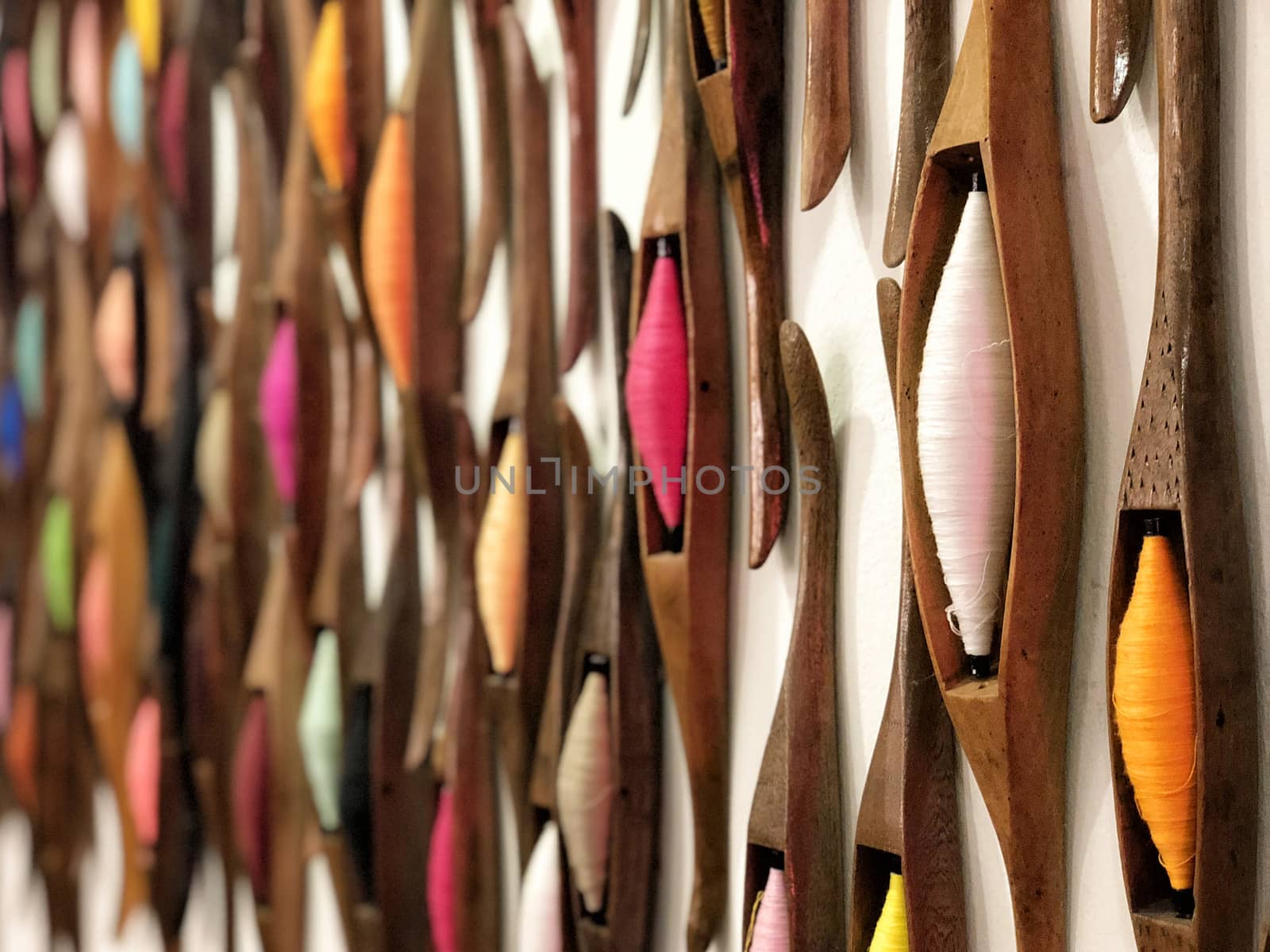 Thai handicraft wooden weaving shuttle for silk textile producti by Surasak