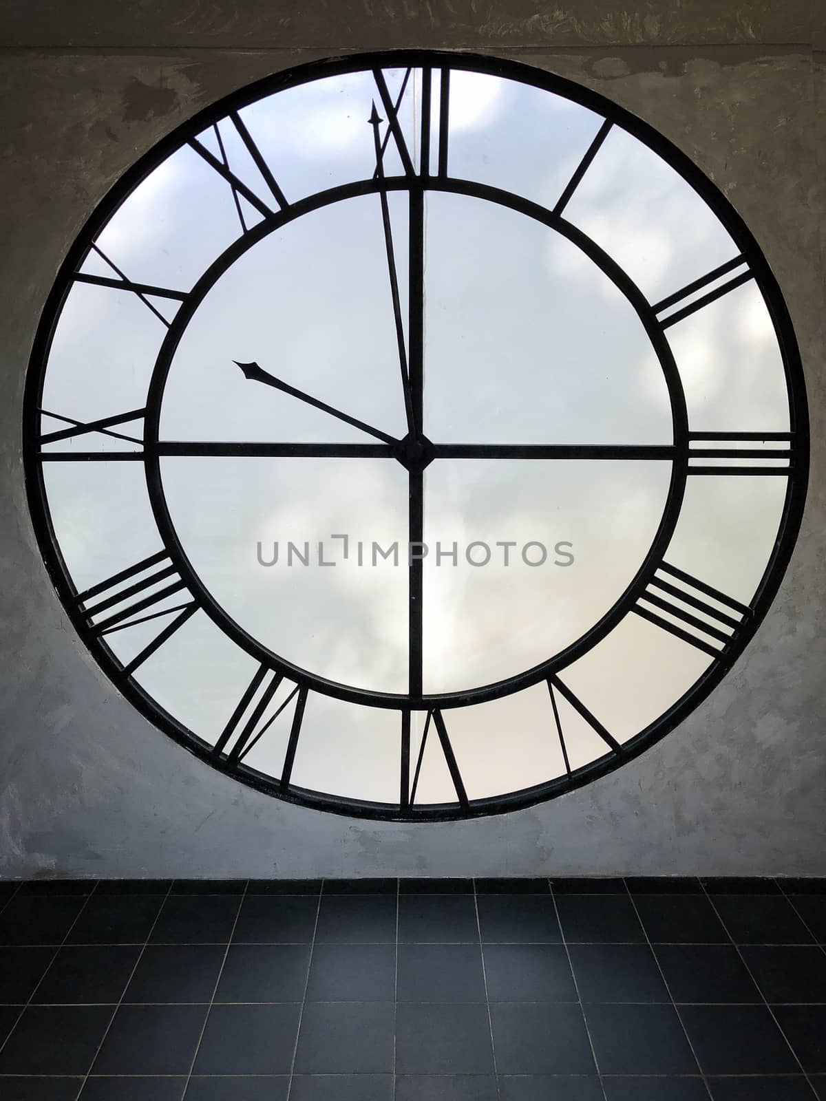 Big tower clock silhouette  by Surasak