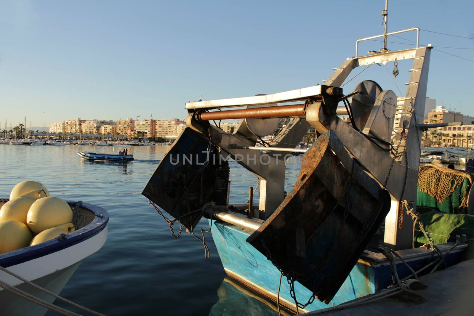 Boats moored in the port of Santa Pola, Alicante. Spain.