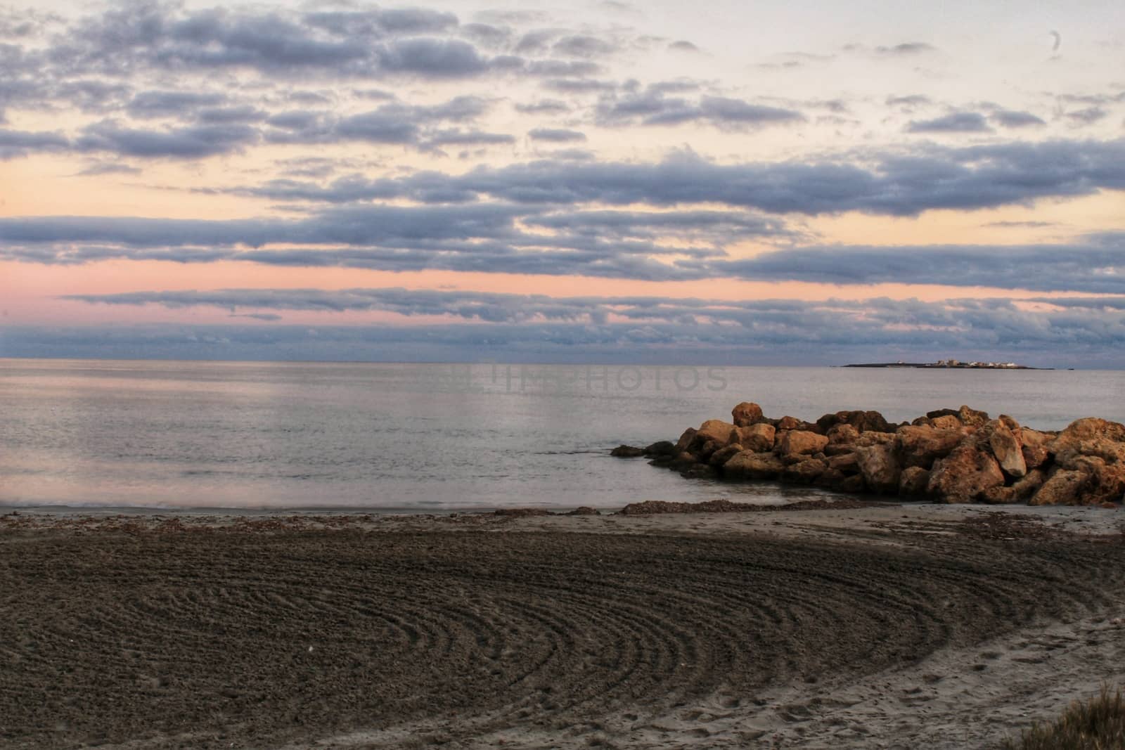 Sunset on the beach in Santa Pola, Alicante, Spain