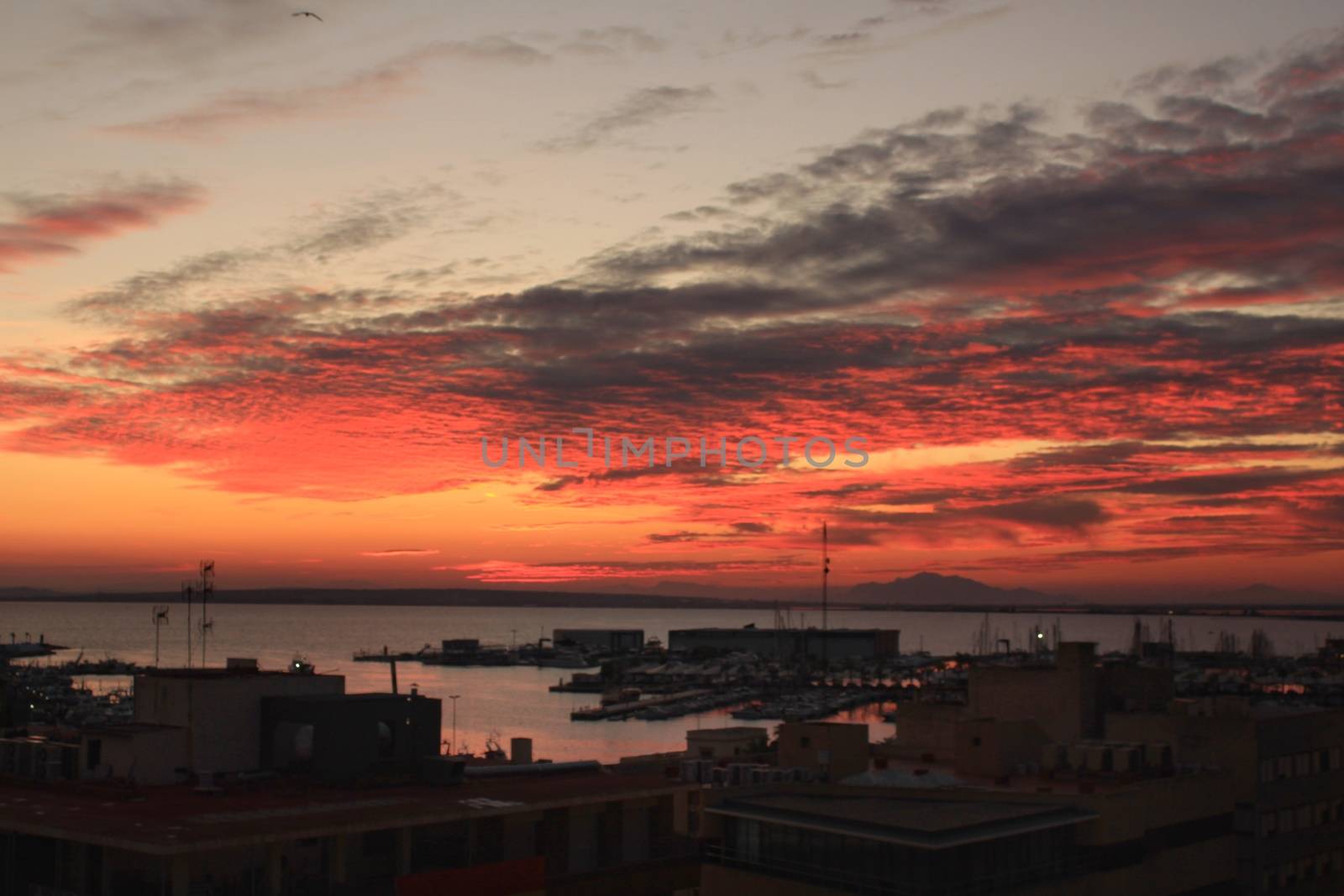 Sunset in Santa Pola, a small fishing village in southern Spain 