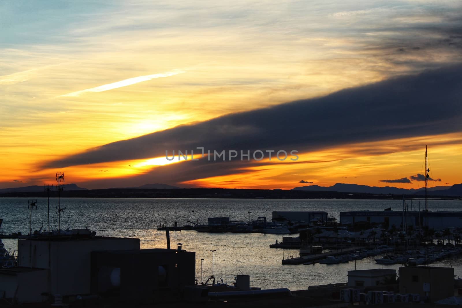 Sunset on the beach in Santa Pola, Alicante, Spain