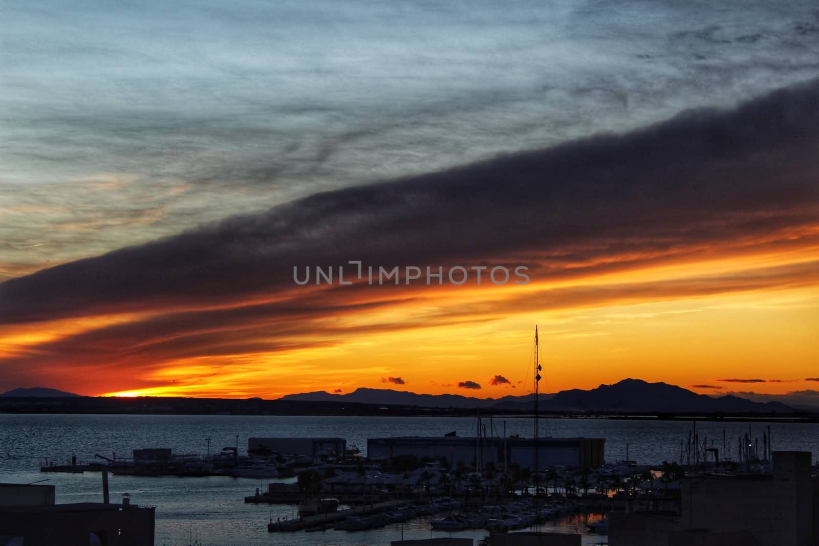 Sunset on the beach in Santa Pola, Alicante, Spain