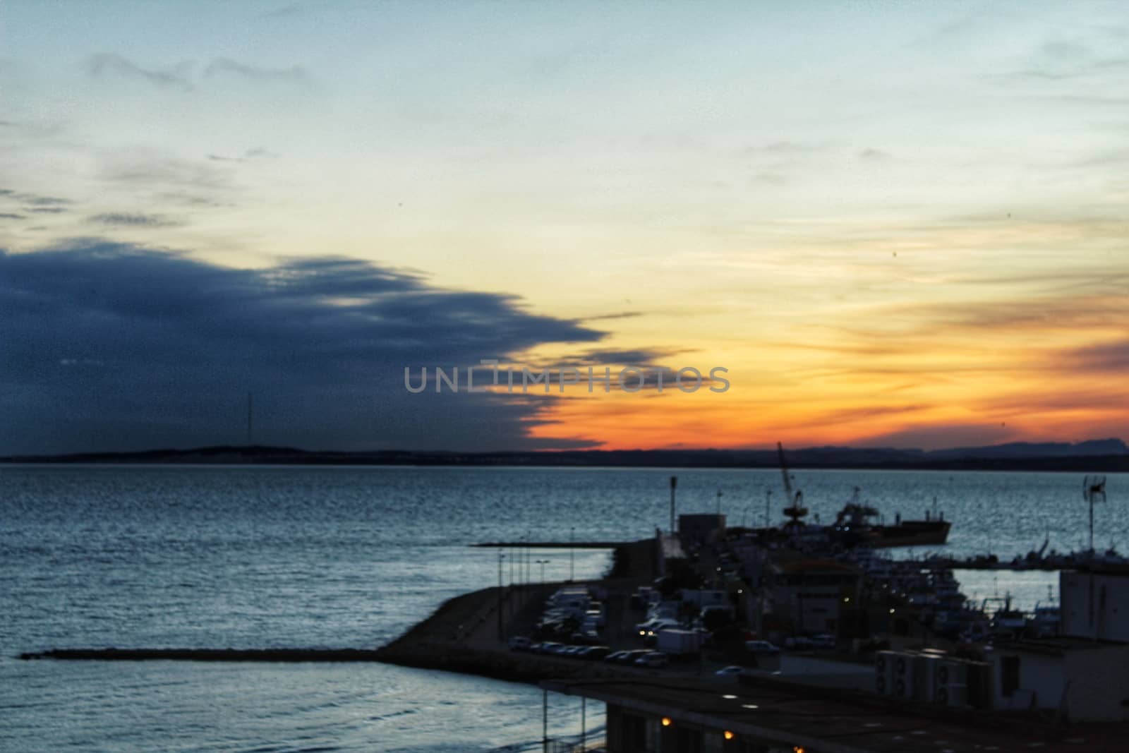 Sunset on the beach in Santa Pola, Alicante, Spain