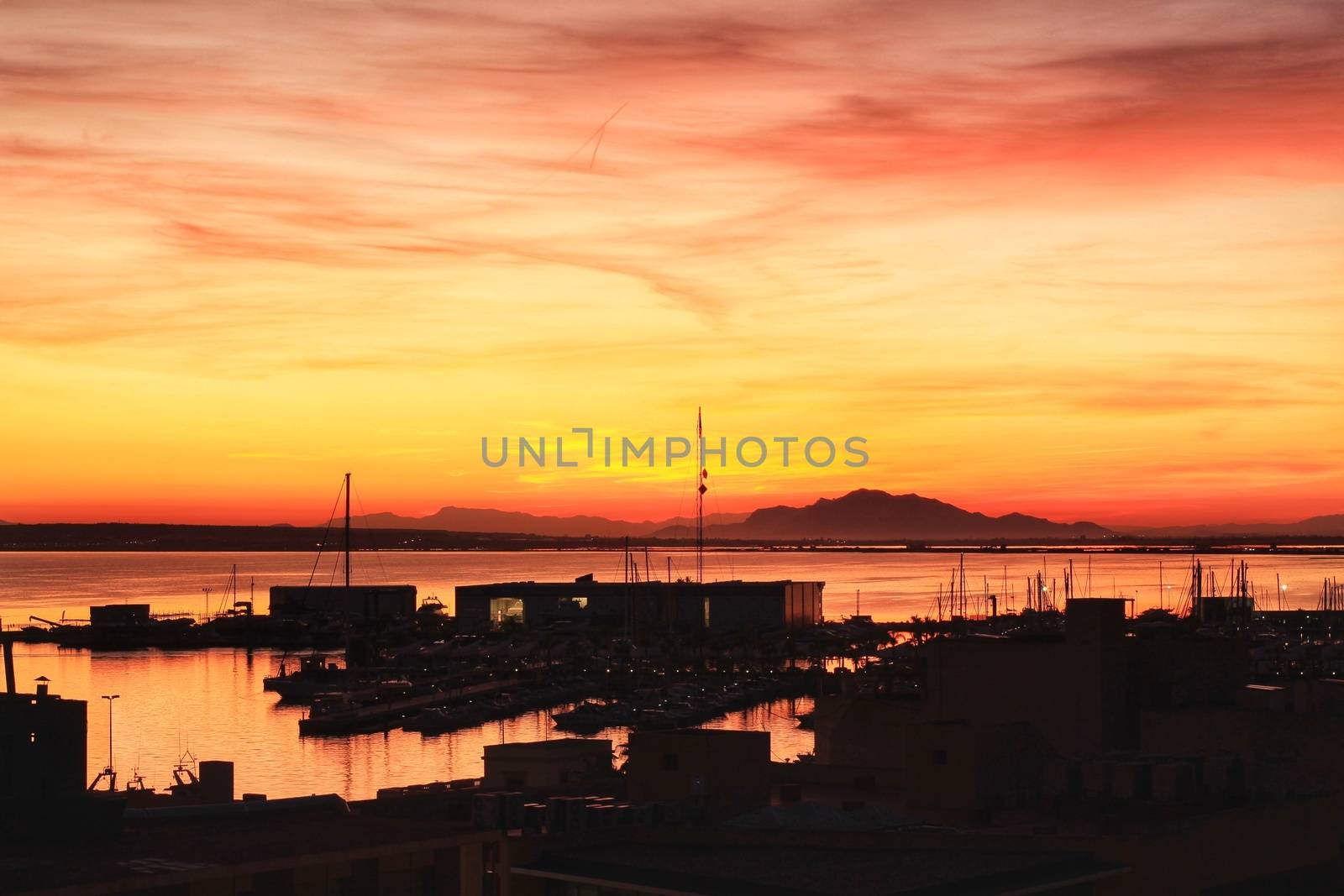 Sunset in Santa Pola, a small fishing village in southern Spain