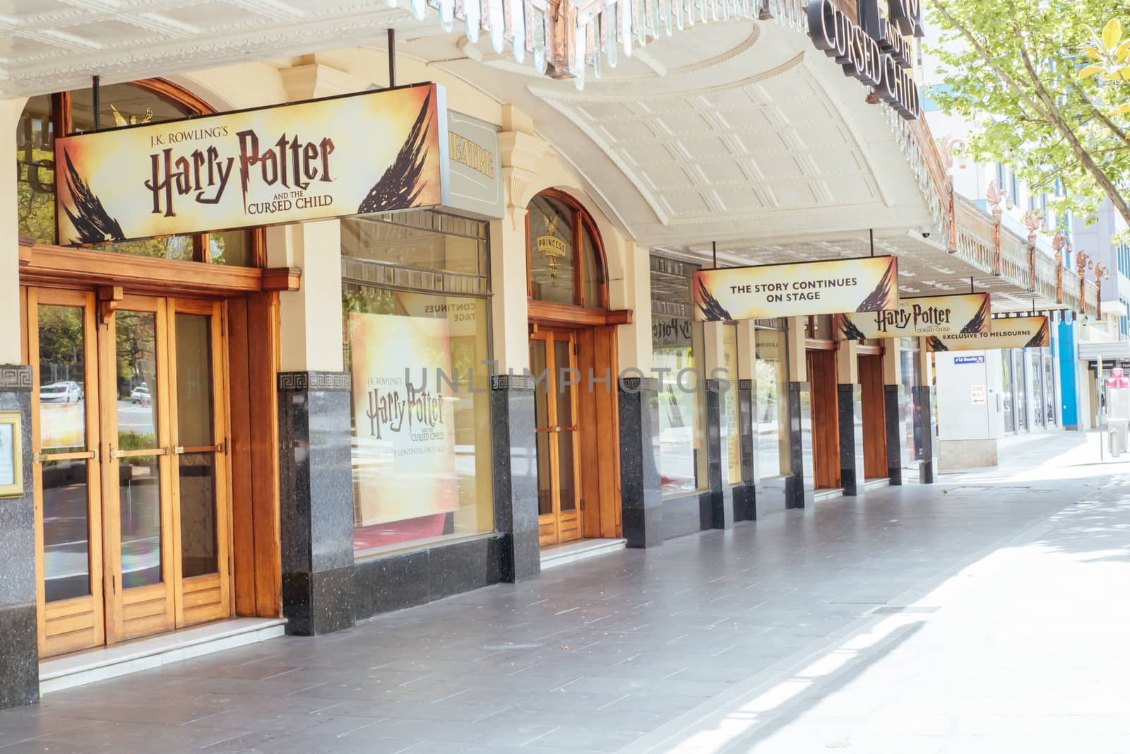 Melbourne, Australia - October 18, 2020: The closed facade of the Princess Theatre during the Coronavirus pandemic and associated lockdown.