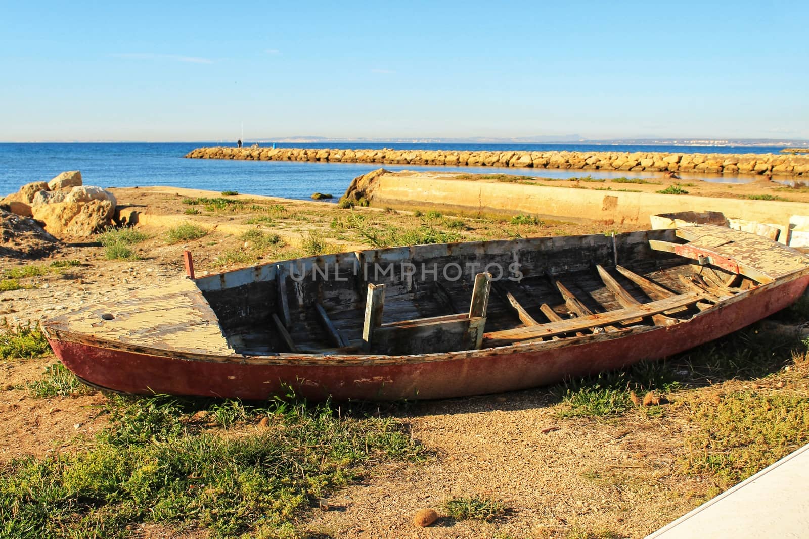 Old abandoned boat on the beach