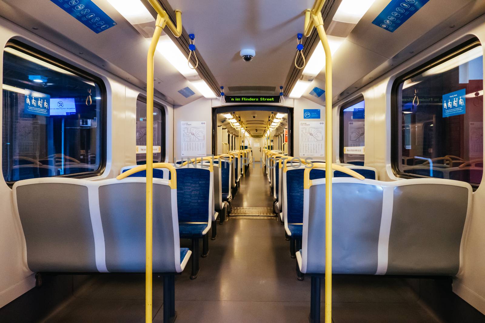 Melbourne, Australia - October 18, 2020: Flinders St Station in Melbourne is quiet and empty during the Coronavirus pandemic and associated lockdown.