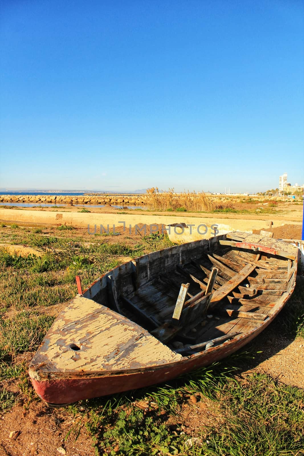Old abandoned boat on the beach