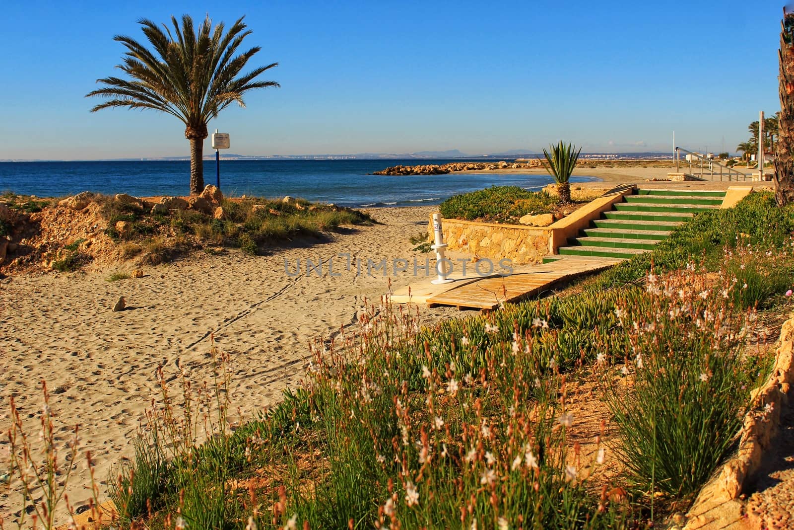 Beach in the morning in Southern Spain, Santa Pola, Alicante