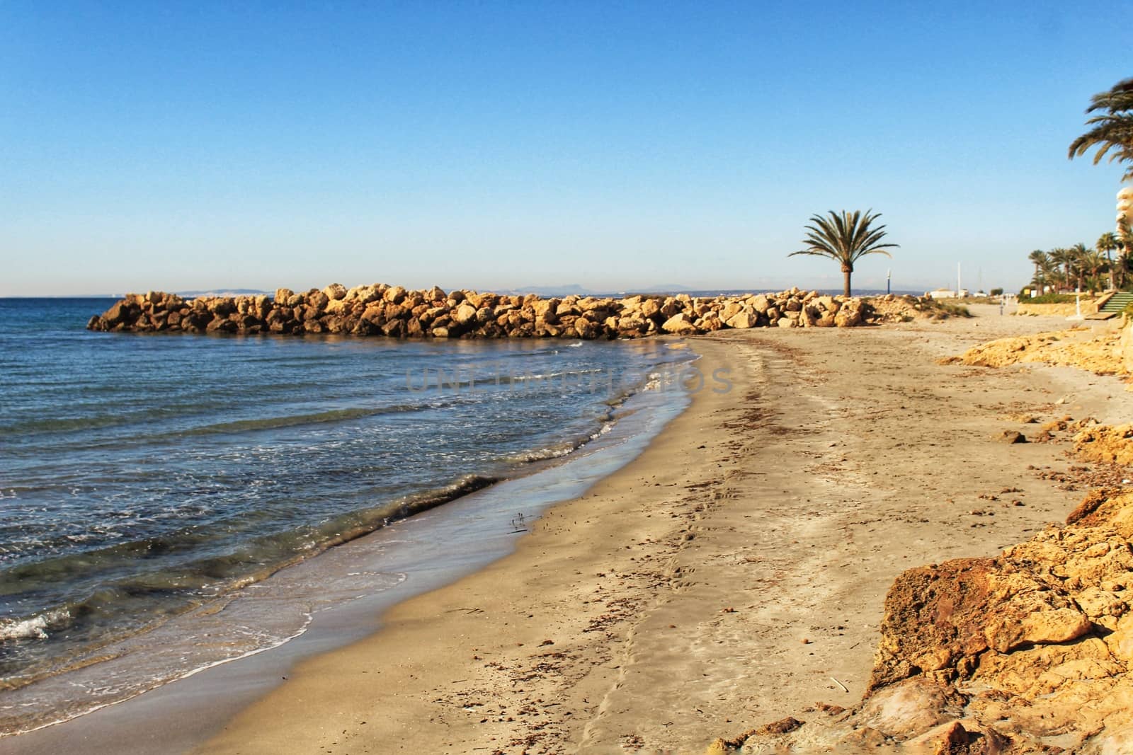 Beach in the morning in Southern Spain, Santa Pola, Alicante