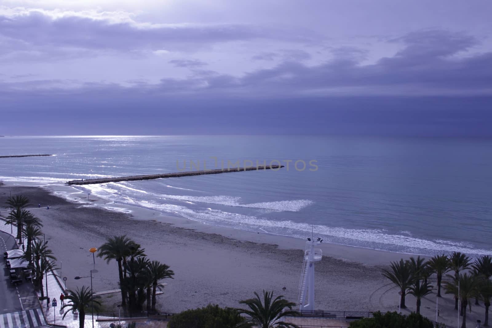 Spectacular and colorful morning in the bay of Santa Pola, Alicante, Spain in autumn