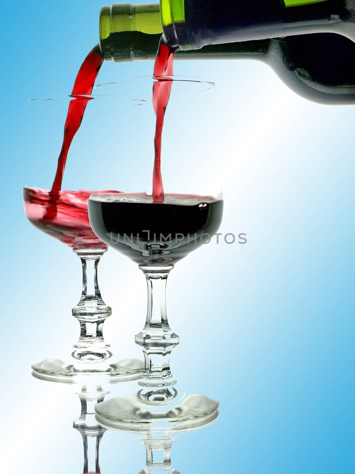 red and rose wine with glasses