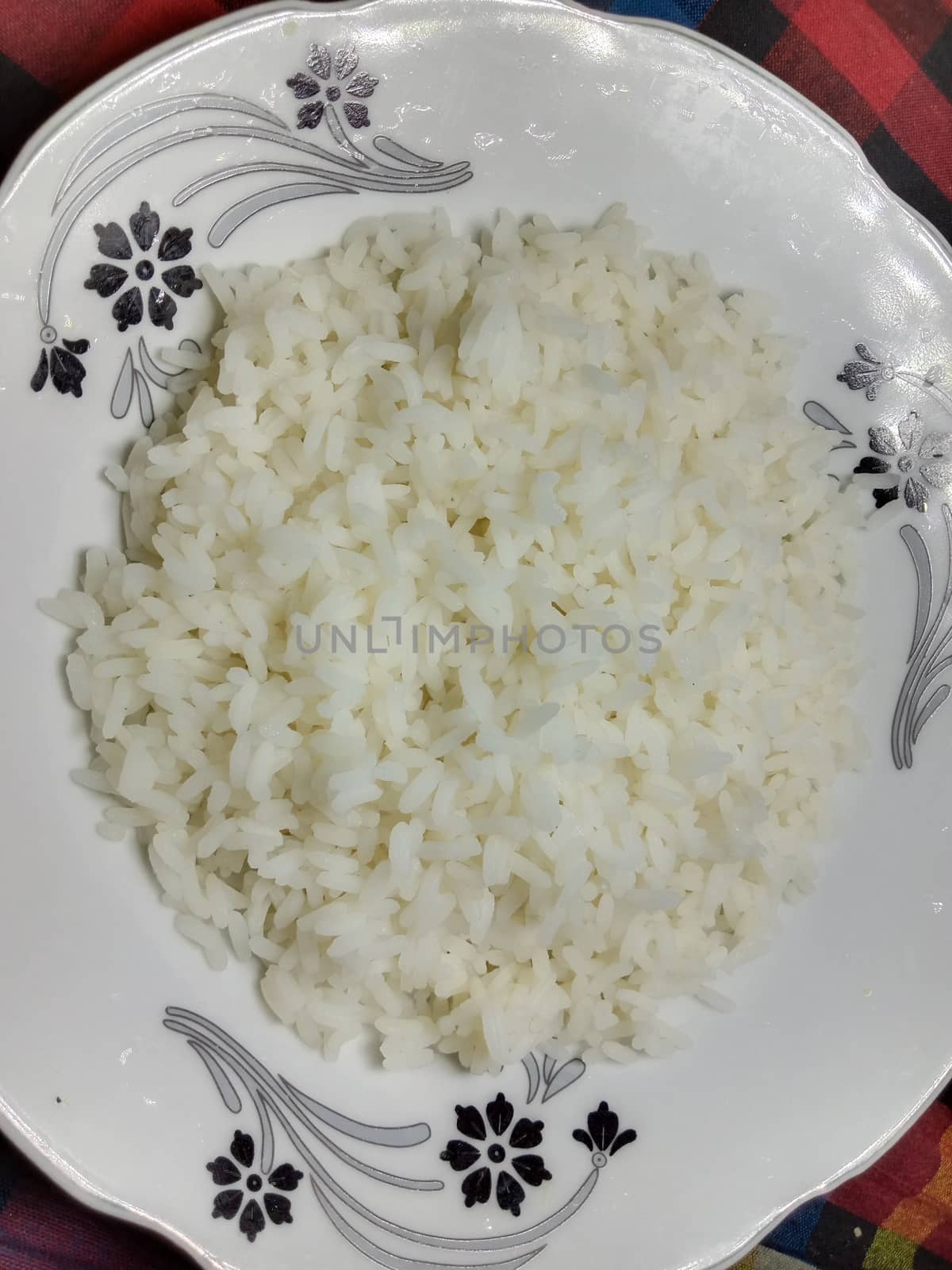 white colored Rice stock on plate