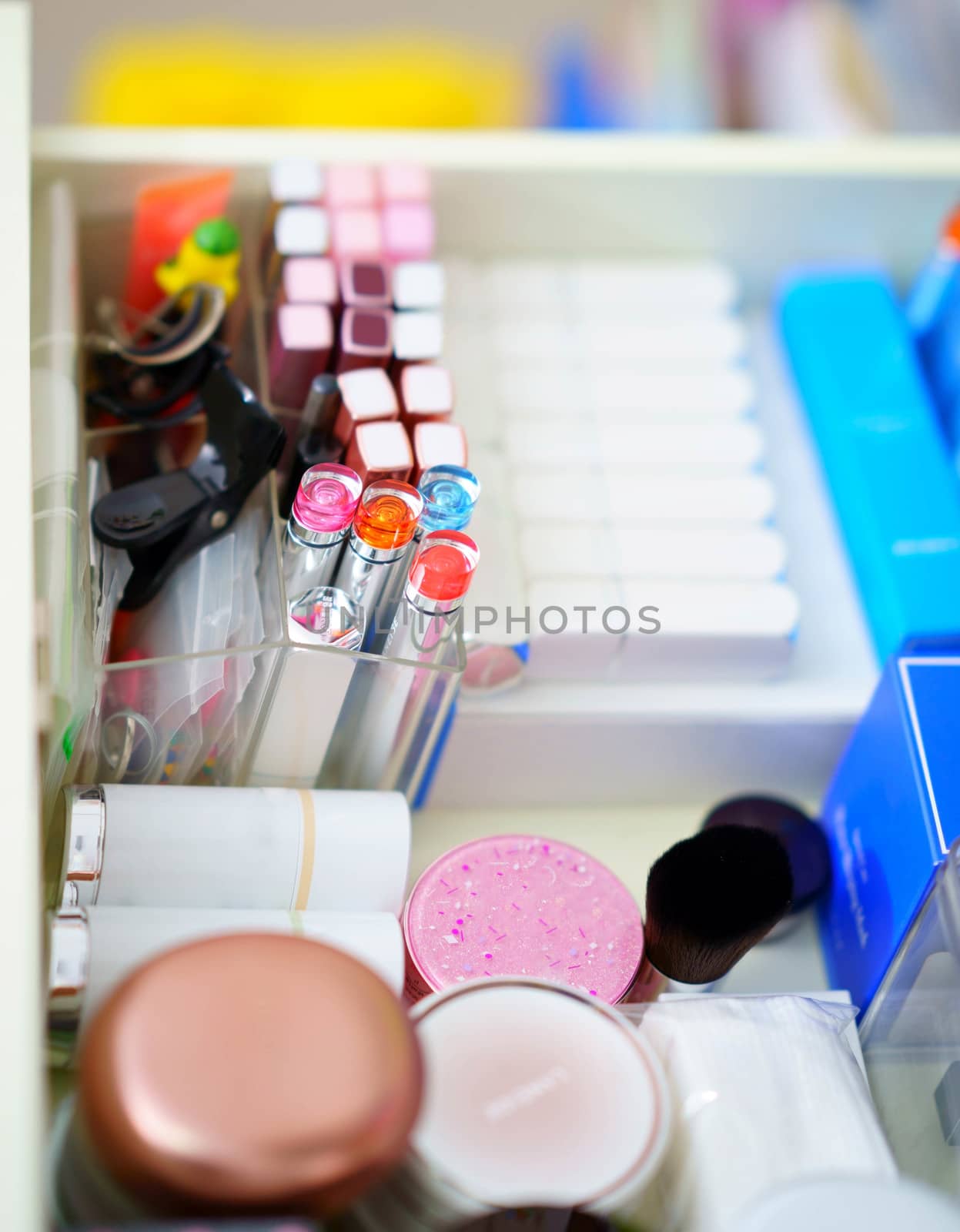 Make up stuffs in drawer