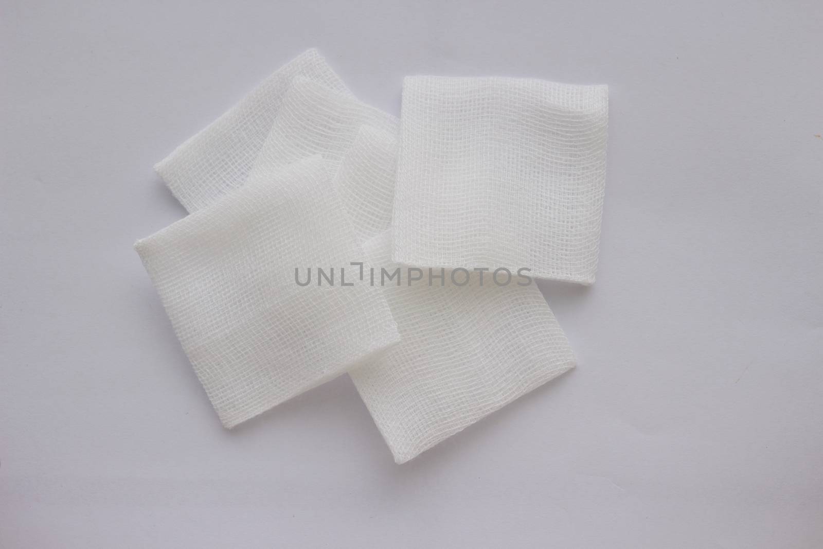Pile of gauzed on white background
