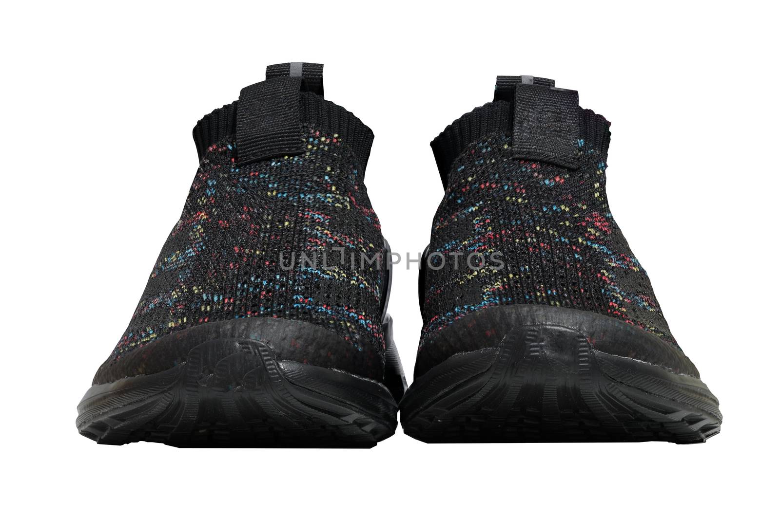 Shoelaceless running shoes on isolated white background,horizontal