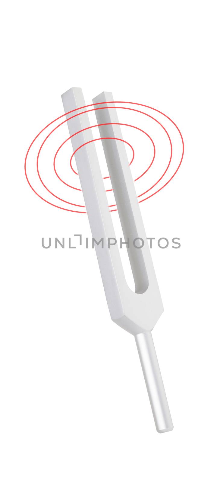 Tuning fork with sound wave on isolated white background